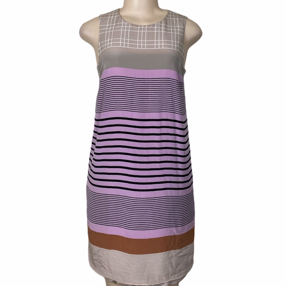 Fossil Silk Multi Color Striped Shift Dress!